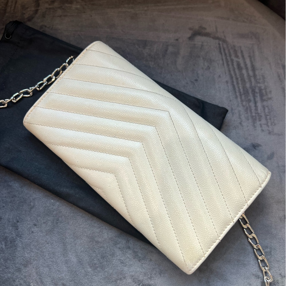 Yves Saint Laurent Beige Quilted Leather Chain Crossbody - Picture 8 of 15